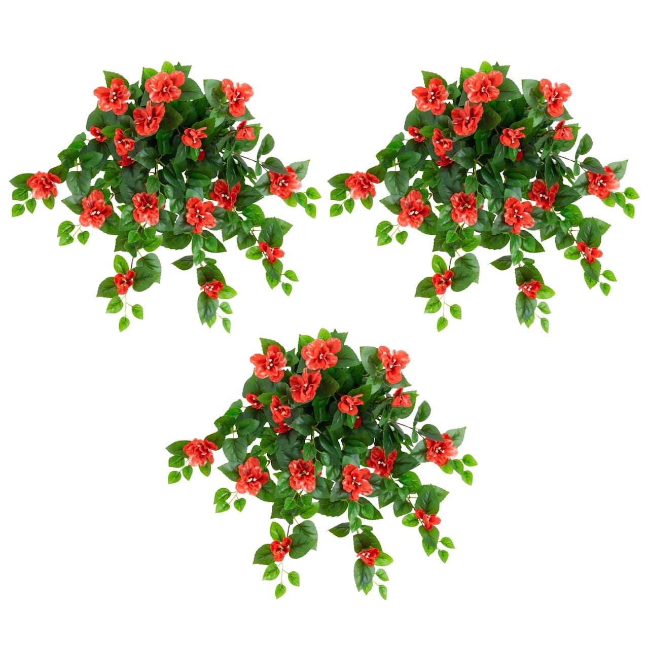 24" UV Resistant Artificial Azalea Hanging Plants, 3ct.